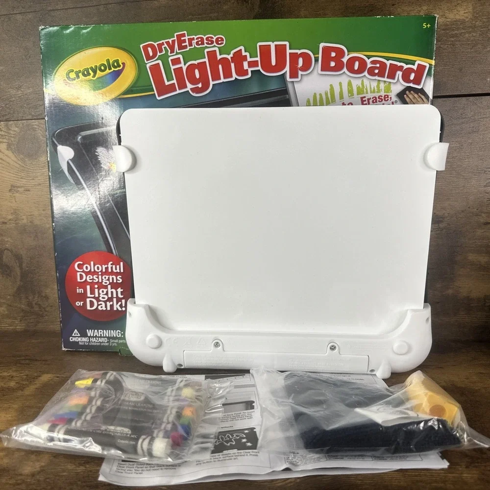 Crayola Dry Erase Light Up Board Art Set Erasable Crayon Tablet Toy Dual Sided